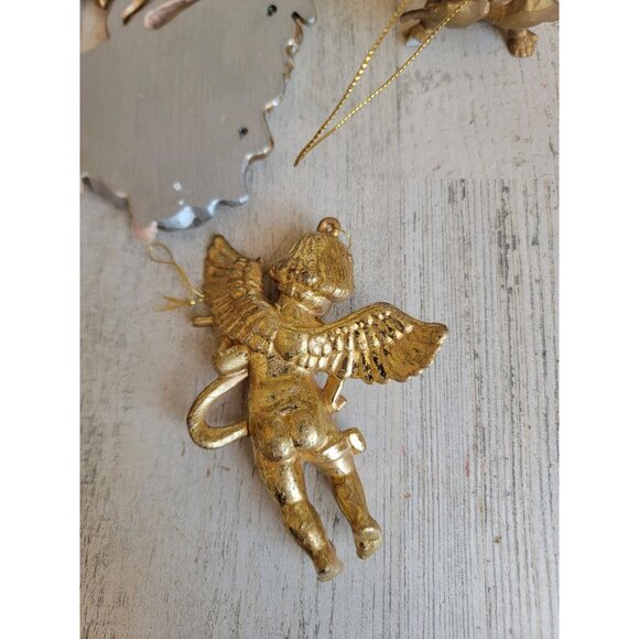 Golden rustic Angels Tara religious set ornament Xmas - Picture 6 of 8